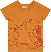 Smitten Organic - 'Hippo cracking Skateboard' Bruin T-shirt met korte mouwen