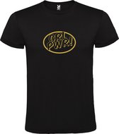 Zwart t-shirt met 'Girl Power / GRL PWR' print Goud  size XXL