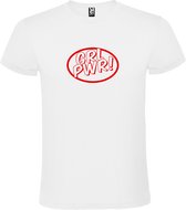 Wit t-shirt met 'Girl Power / GRL PWR' print Rood size 4XL