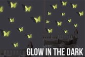 3D vlinder muurstickers - set van 12 - Glow in the dark