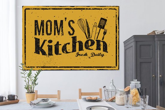 Tableau sur toile Cuisine - Maman - Vintage - 180x120 cm - Décoration murale XXL