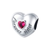 Hart forever sister zirkonia bedel | Forever love bead | bedels beads cadeau | Zilverana | geschikt voor Biagi , Pandora , Trollbeads armband | 925 zilver