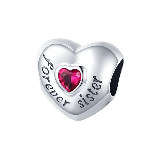 Hart forever sister zirkonia bedel | Forever love bead | bedels beads cadeau | Zilverana | geschikt voor alle bekende merken | 925 zilver | moederdag