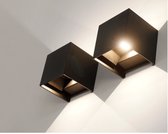Wandlamp LED - 12W - SET 2 stuks- Geschikt voor Binnen/Buiten - Industrieel Modern-Waterbestendig- 3000K- Buiten lamp- Zwart-Set 2 stuks