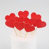 10 stuks - Rode hart prikkers - Valentijn - Cocktail prikkers - Cupcake prikkers - Hapjes - Decoratie - Feestje - Toppers -