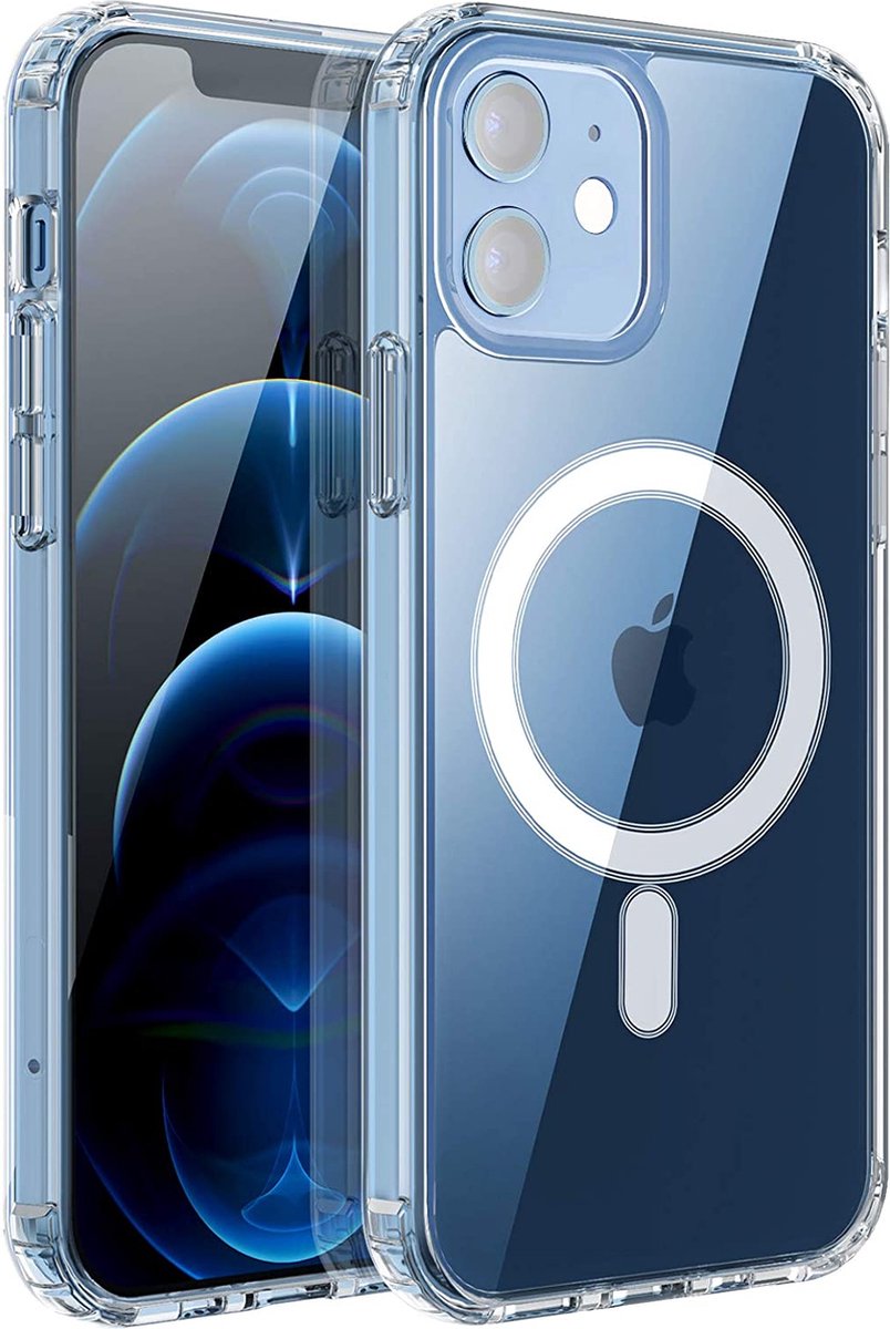 iPhone 12 Magnetische Hoesje Transparant - Magneet Hoesje met Ring iPhone 12 Doorzichtig - iPhone 12|12 Pro Magnetisch Case - Doorzichtig