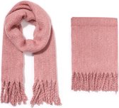 Winter sjaal - Roze - Versierd met ruches - Damesdingetjes