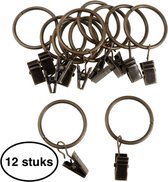 12 gordijnhaken met ring 32mm - Gordijnclips - gordijn haak - Gordijnklemmen - Brons Kleurig