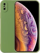 iPhone XS Hoesje Groen Siliconen Case Met Extra Camera Bescherming - Groen - Geschikt voor iPhone XS - Smartphonica