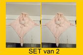 Set van 2 stuks Knuffeldoekjes - Doudou - 55 cm op 55 cm -  merk LVEE ®- Konijntje roze