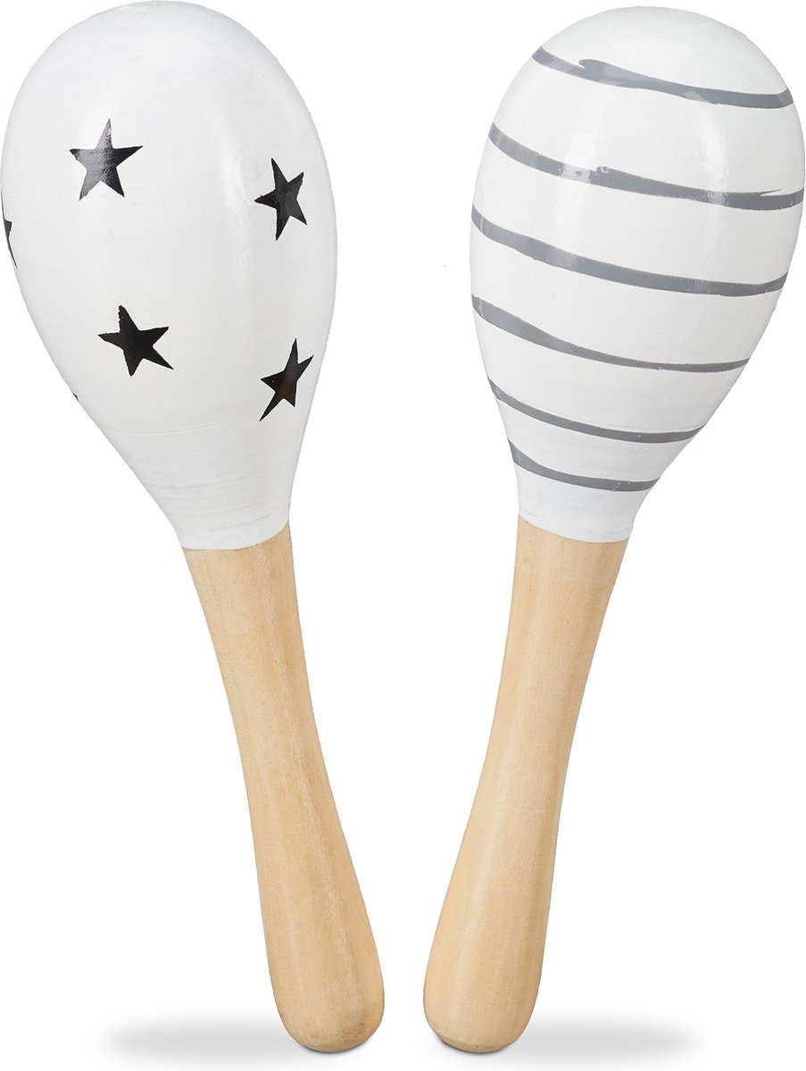 Relaxdays sambabal voor kinderen set van 2 maracas hout