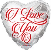 LuxuryLiving - Valentijn ballon - Folieballon - I Love You - Hart - 45 cm - Zilver/rood