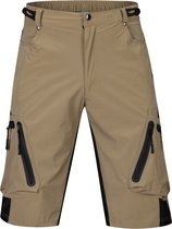 Mountainbike fietsbroek - hoge kruis - korte - met veel zakken - M - Beige