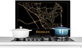 Spatscherm keuken 80x55 cm - Kookplaat achterwand Kaart - Heerlen - Luxe - Goud - Zwart - Muurbeschermer - Spatwand fornuis - Hoogwaardig aluminium