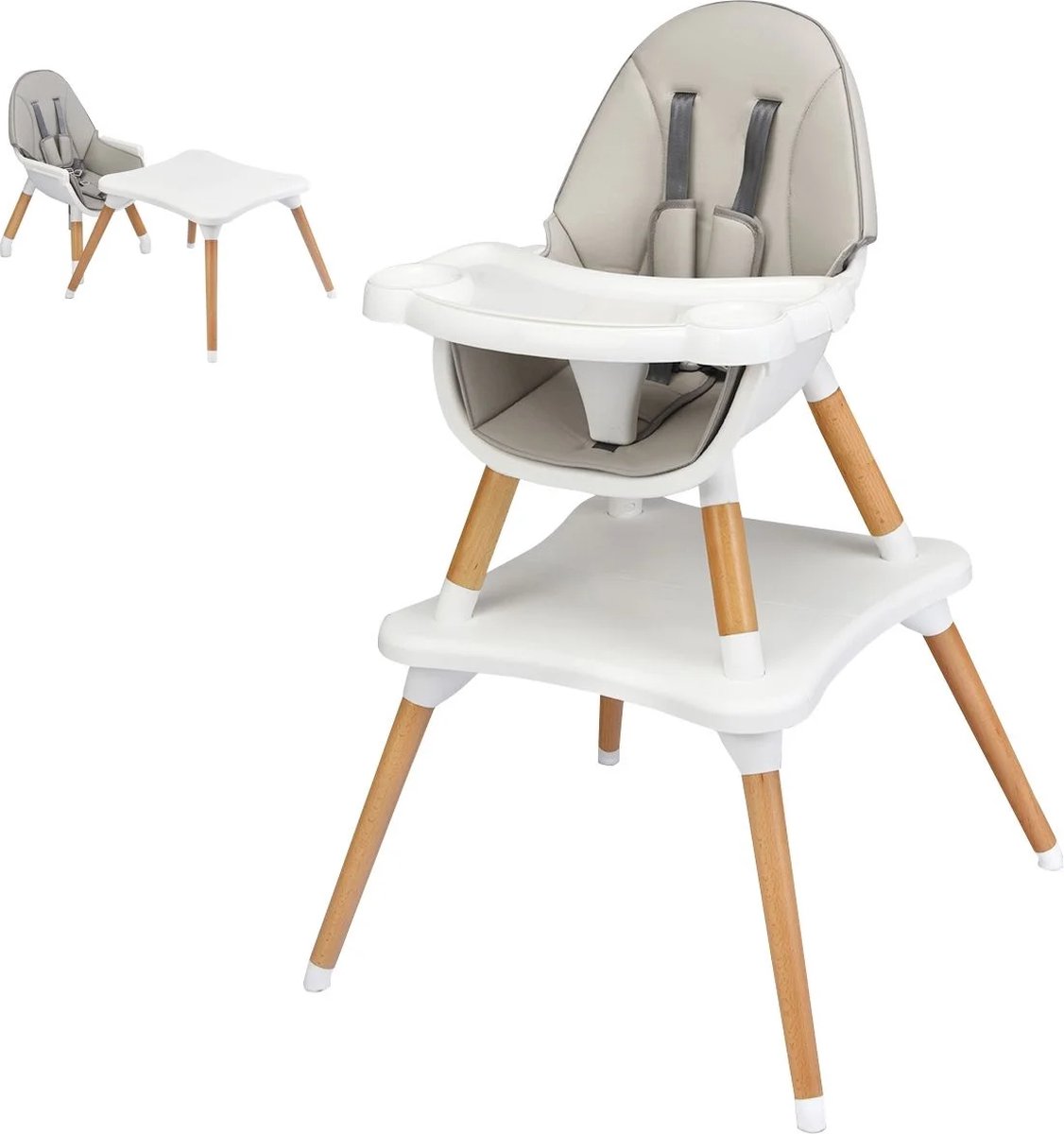 Baby Vivo Kinderstoel 2in1 Baby Kinderen combi Kinderstoel verwijderbare verstelbare Lade - Hangmand - Oscar in Beige