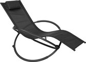 Kamyra® Schommelstoel voor Buiten - Ligstoel, Tuinstoel, Zonnestoel - Weerbestendig & Comfortabel - 152x53x88 cm - Zwart