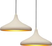 Bamyum Champion 2x Wit Hanglampen Metalen 2xE27 Fitting Ø 35 cm Pendellamp Voor Binnen Binnenkleur is Goud