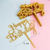 Taart topper happy birthday - goud - verjaardag - taart decoratie - taart versiering