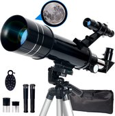 SmartImprove - Astronomische telescoop - 400/70 mm - Zwart - Superheldere telescoopset - Draagbare refractortelescoop - Beginner amateur - Observatie van lucht en landschap (cadeau