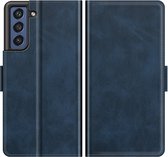 Deluxe Book Case - Samsung Galaxy S21 FE Hoesje - Blauw