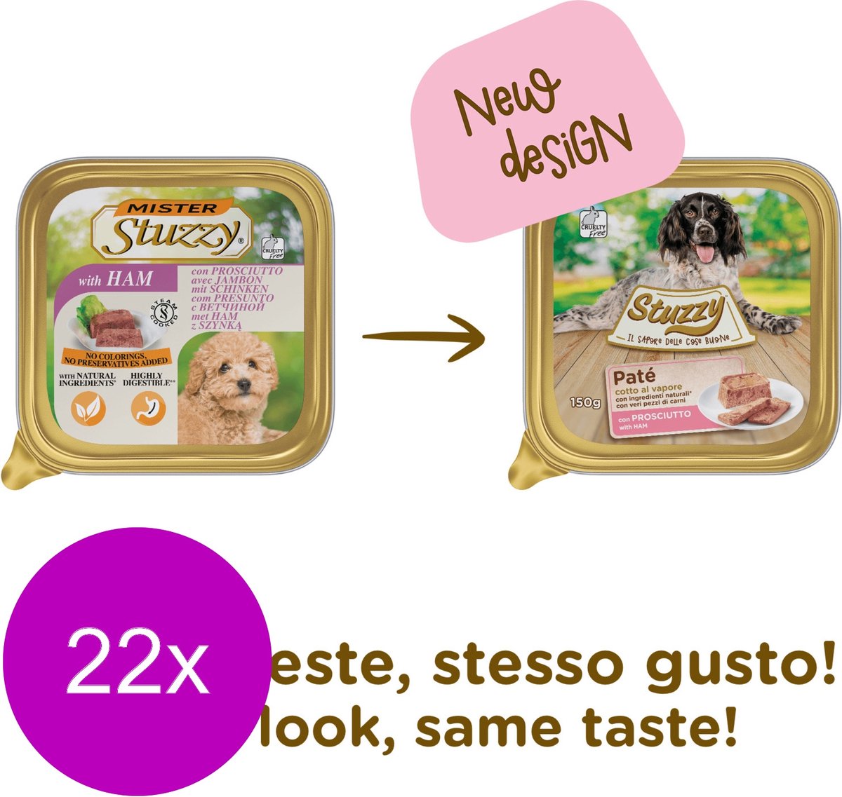 Stuzzy Stuzzy Hondenvoer Paté Ham - 22 x 150 gr - Voordeelverpakking