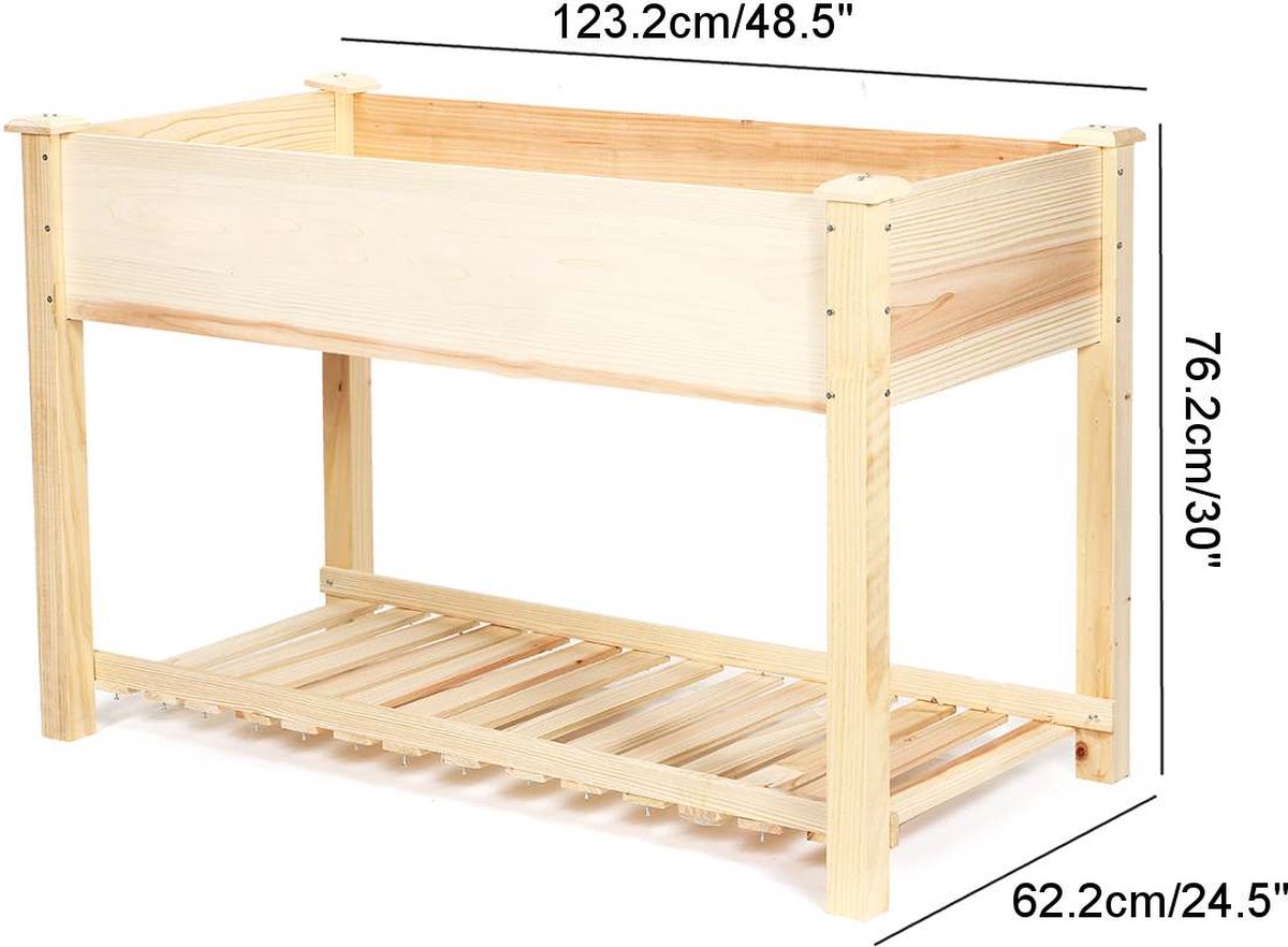 dobar® Groot verhoogd bloembed met insteeksysteem, plantenbak van massief hout, 117 x 58,5 x 27,5 cm, donkerbruin, grenen