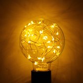 2x LED Lamp Filament - E27 - Met koperdraad verlichting - Extra Warme Lichtkleur 2100K - G125 Globe Amber - 1.5W Laag Energieverbruik