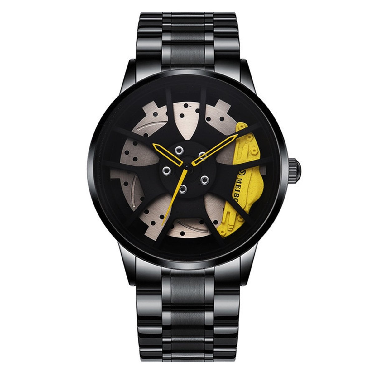Meibo Car Wheel Watch - Black Yellow - Heren Horloge