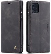 CaseMe Bookcase Pasjeshouder Hoesje Samsung Galaxy A51 Zwart - Telefoonhoesje - Smartphonehoesje - Zonder Screen Protector