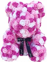 Cupido’s Choice ® Rozen Beer 40 cm – Rozen teddybeer – Rose Bear - Moederdag - Paars/Wit/Roze
