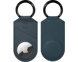 Valenta - AirTag Hoesje - AirTag Sleutelhanger - Leer - Blauw - geschikt voor Apple AirTag
