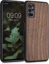 kwmobile telefoonhoesje voor Xiaomi Poco M3 Pro 5G - Hoesje met bumper in donkerbruin - Back cover - walnoothout