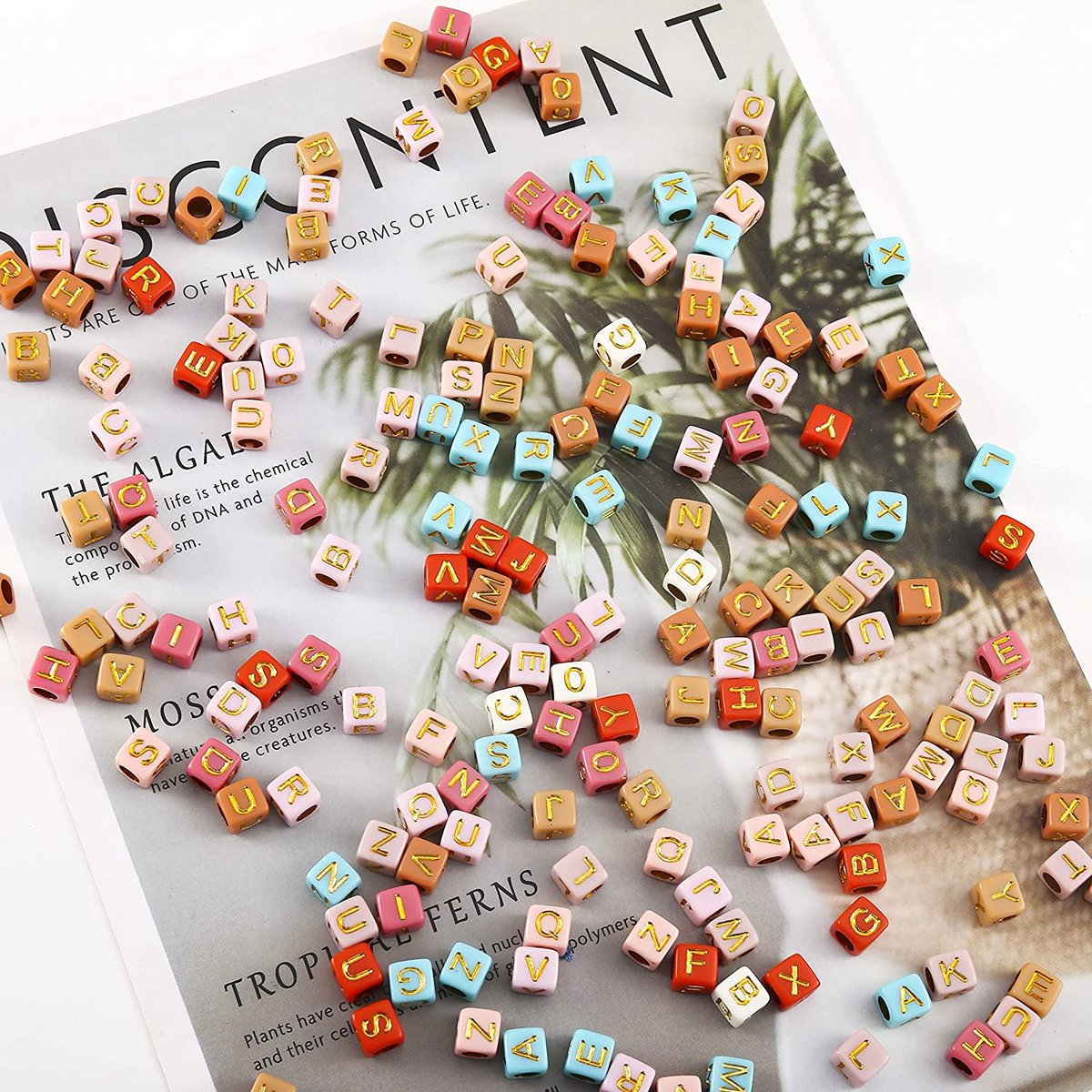 Behave Vierkante Letterkralen Set - Multi Color met Gouden Letters - Acryl - Kralen - Alfabet Kralen - 6mm - 390 Stuks — afbeelding 8