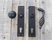 Lock deur set - lange plaat met 1 knop + aansluiting - voor de antieke voordeur PZ-72