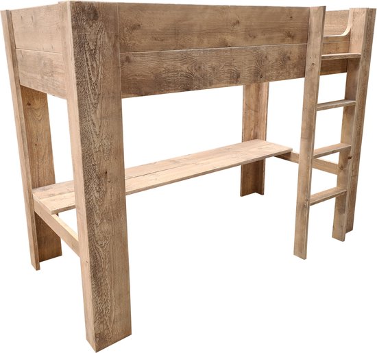 Wood4you - Hoogslaper - Noortje - bed met bureau - steigerhout 210Lx165Hx96D cm