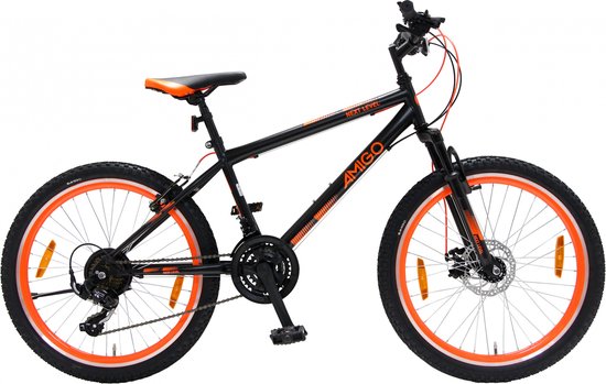 Amigo Next Level - Mountainbike 26 inch - Voor jongens en meisjes - Met 21 versnellingen - Zwart/Oranje