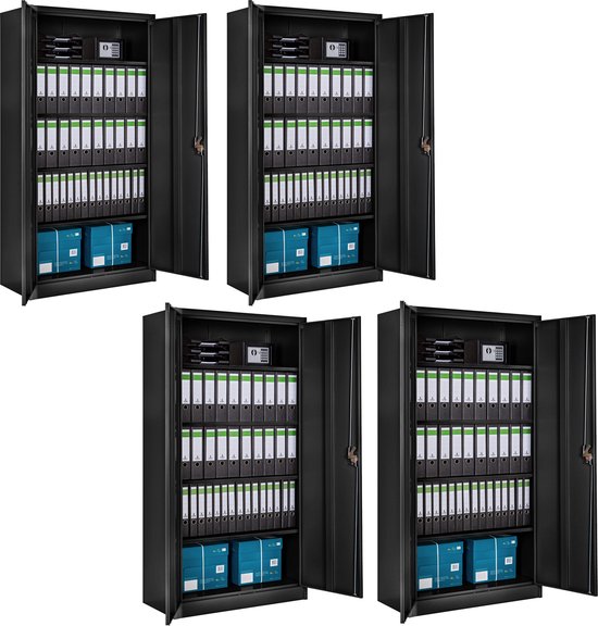 tectake - 4 classeurs - 5 compartiments - couleur noir - combi - 404481