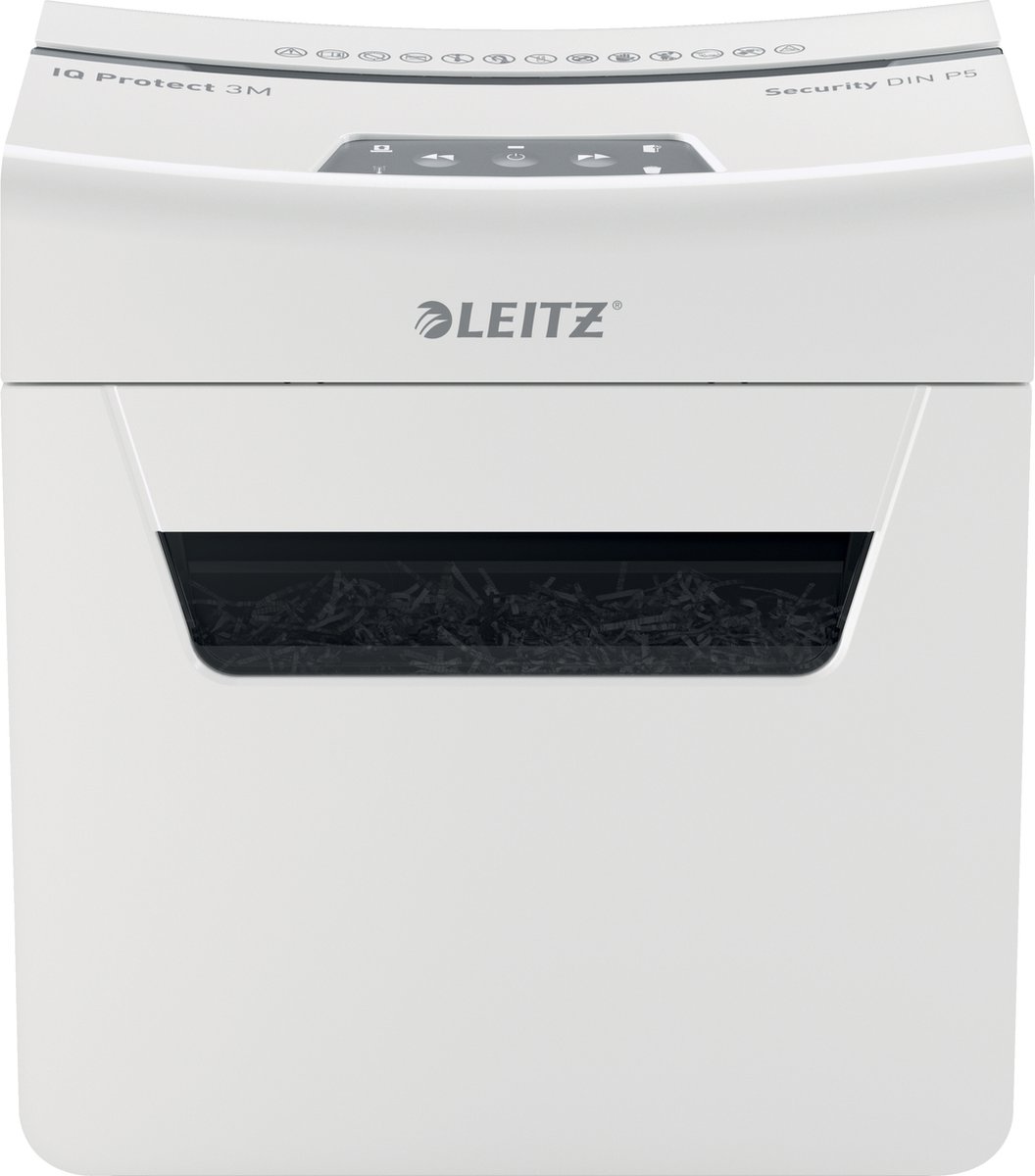 Leitz IQ Protect Premium 3M Ultrastille Papierversnipperaar  P-5 Micro Voor Thuis/Thuiswerkplek - Invoer tot 3 Vellen - Wit - Leitz