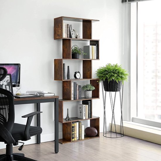 Boekenkast - Industriële Kast - Kast - Woonkamer kast - Kubus kast - 6 Compartimenten - Bruin — afbeelding 2