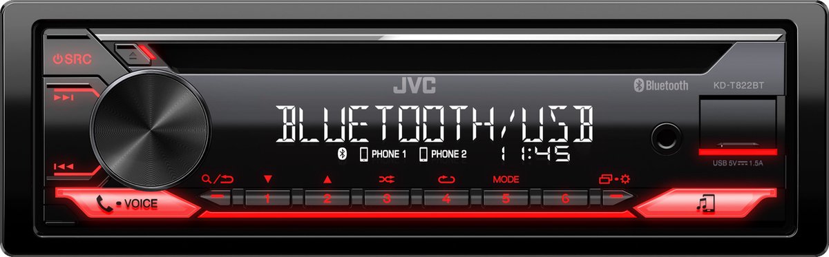 JVC KD-T822BT - Autoradio Bluetooth - Rouge