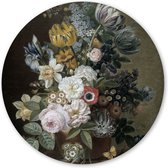 Wandcirkel Stilleven met Bloemen - 140 cm - Aluminium; Dibond - Schilderij Oude Meesters & Bloemen