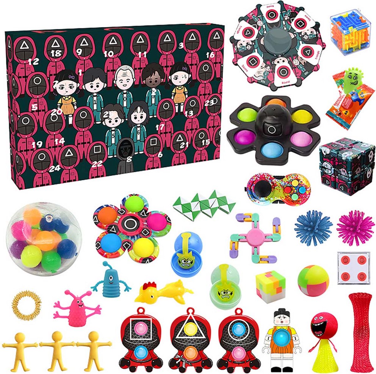 Squid game adventskalender fidget toys 24 toys Kerstcadeau bol