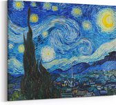 Schilderij op Canvas - 100 x 75 cm - De sterrennacht - Kunst - Vincent van Gogh - Wanddecoratie - Muurdecoratie - Slaapkamer - Woonkamer