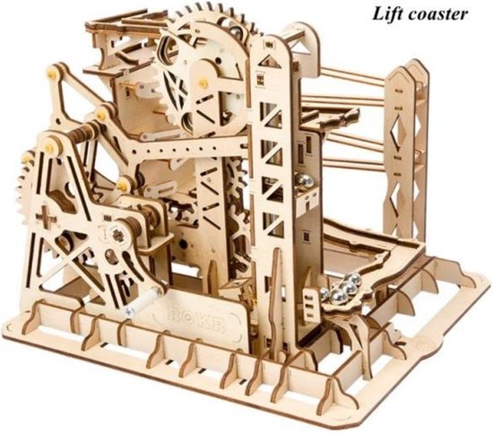 Robotime Lift coaster - Rokr - Marble rush - Marble run - Puzzle en bois -  Adultes 