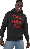 FanFix - Duurzaam - Fair Wear - Bio Katoen - Gerecyclede Materialen - Pennywise - Hoodie - You'll Float To - Horror - IT - Stephen King