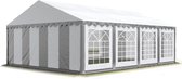 Partytent feesttent 6x8 m tuinpaviljoen -tent PVC 700 N in grijs-wit waterdicht