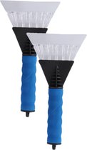 2x stuks autoraam ijskrabbers met breed vlak van 13 cm blauw - Met soft-grip handvat - Totaal 26 cm lang - Winter