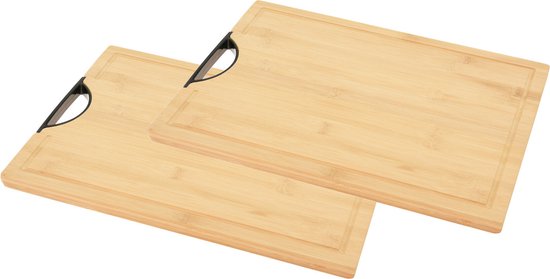 fout koppel Proportioneel 2x stuks bamboe houten snijplank / serveerplank met kunststof handvat 40 x  30 x 1,7 cm | bol.com