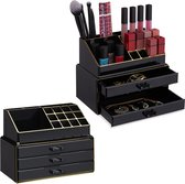 Relaxdays 2x make-up organizer klein - stapelbaar - sieradendoosje - cosmetica - opbergbox