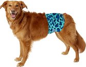 Hondenluier - Wasbaar - Luipaard Blauw - Maat M - verstelbaar 41-51 cm - De oplossing voor ongewenst urine verlies en incontinentie